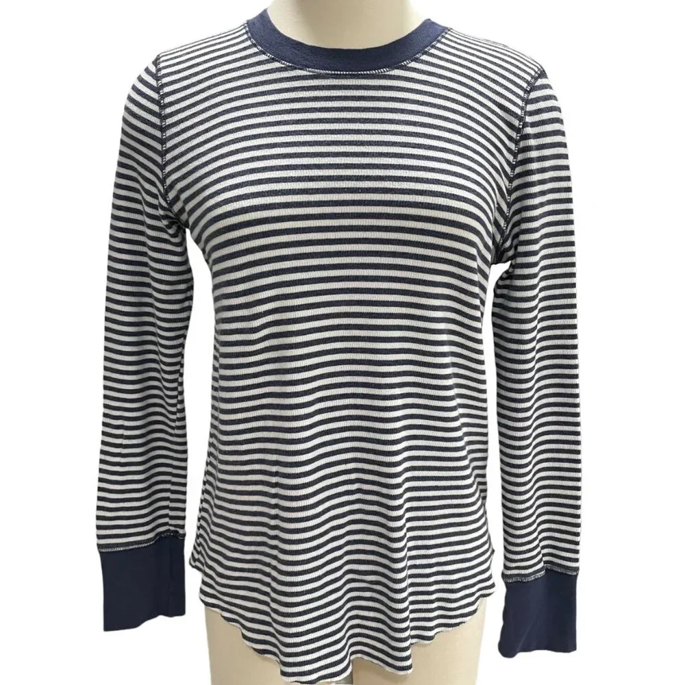 Aerie Women's Striped Long-Sleeve T-Shirt Medium Nautical Casual Comfy Summer - Picture 3 of 11